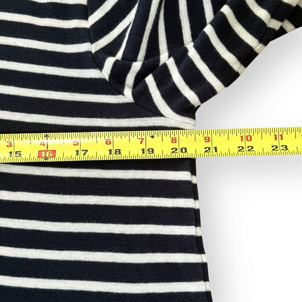 J. Jill Navy White Striped Pullover Hoodie Sweatshirt M Cotton Pockets Tunic - Picture 9 of 10